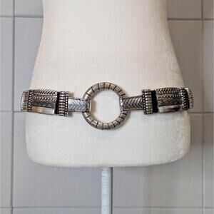 Chico’s low waist artisan mixed media leather & stretch belt
